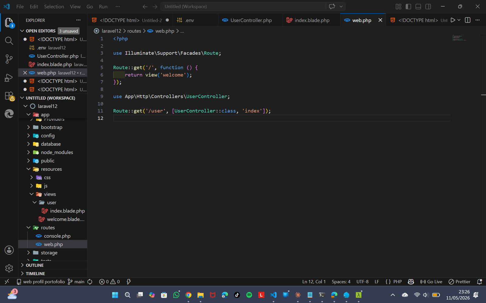 Membuat Routing User